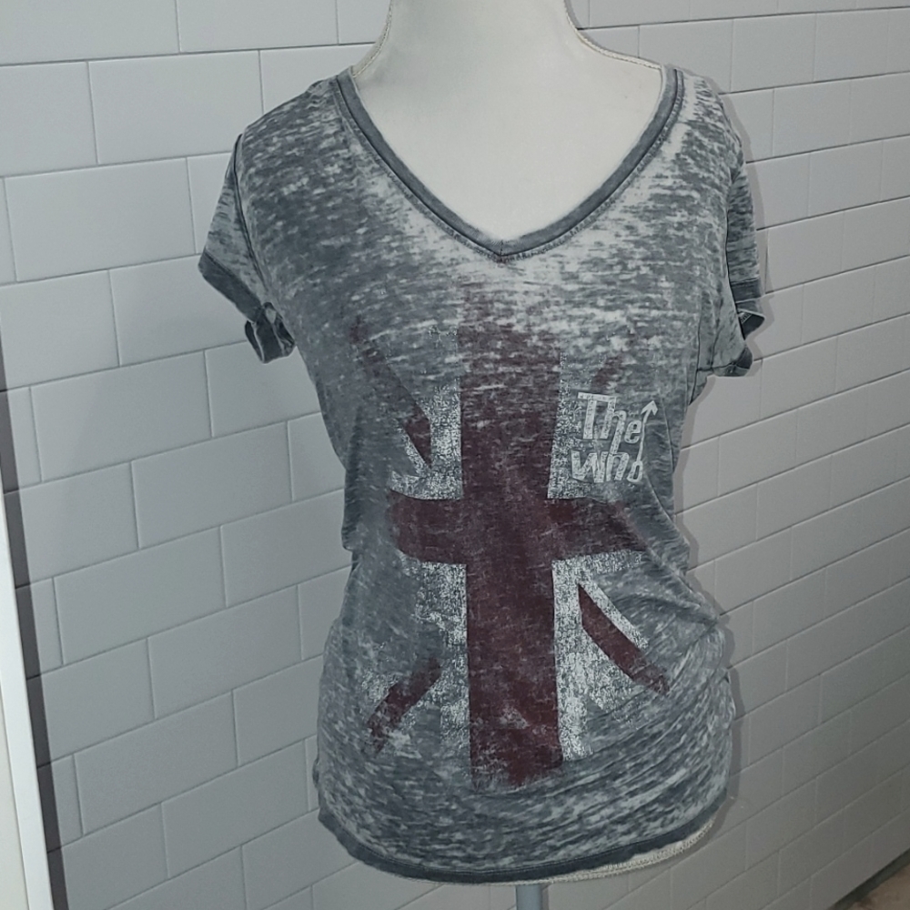 THE WHO V neck burn out Tee